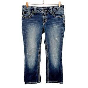 MISS ME Crop Denim Capri Jeans Ankle Cropped Low Rise Style JS4009C9 Size 29